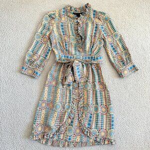 Marc by Marc Jacobs Dress Womens 2 Ruffle Belted Boho Floral Print Retro